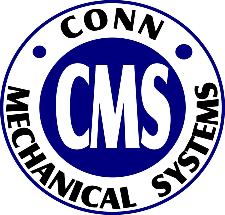 Circular CMS logo: blue inner circle with white 'CMS' letters, white outer ring reads 'CONN MECHANICAL SYSTEMS'.